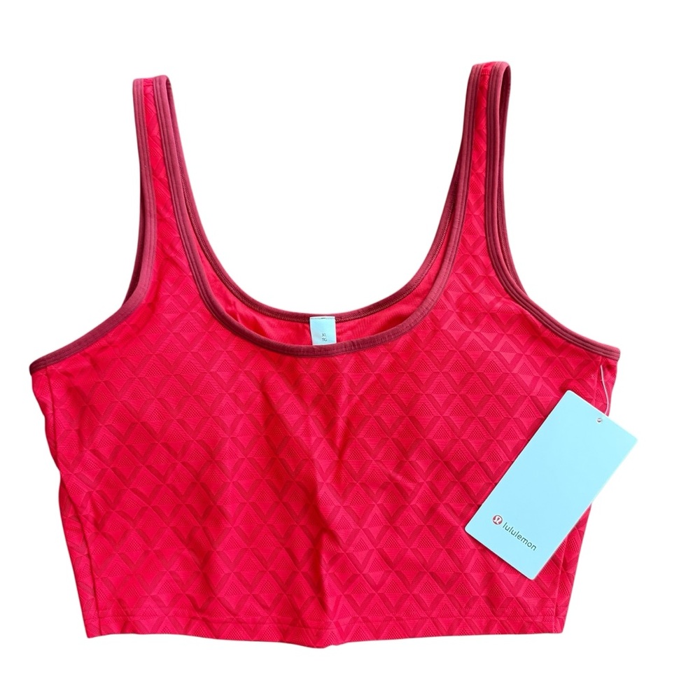 Lululemon Textured Mesh Tennis Tank Top XL Red  Medium Support B/C Cup New - Picture 2 of 7